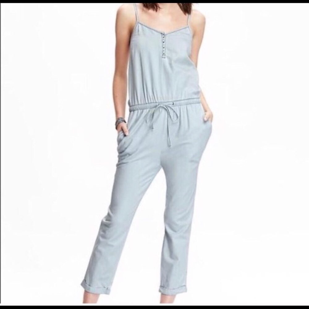 Pale wash old navy denim jumpsuit